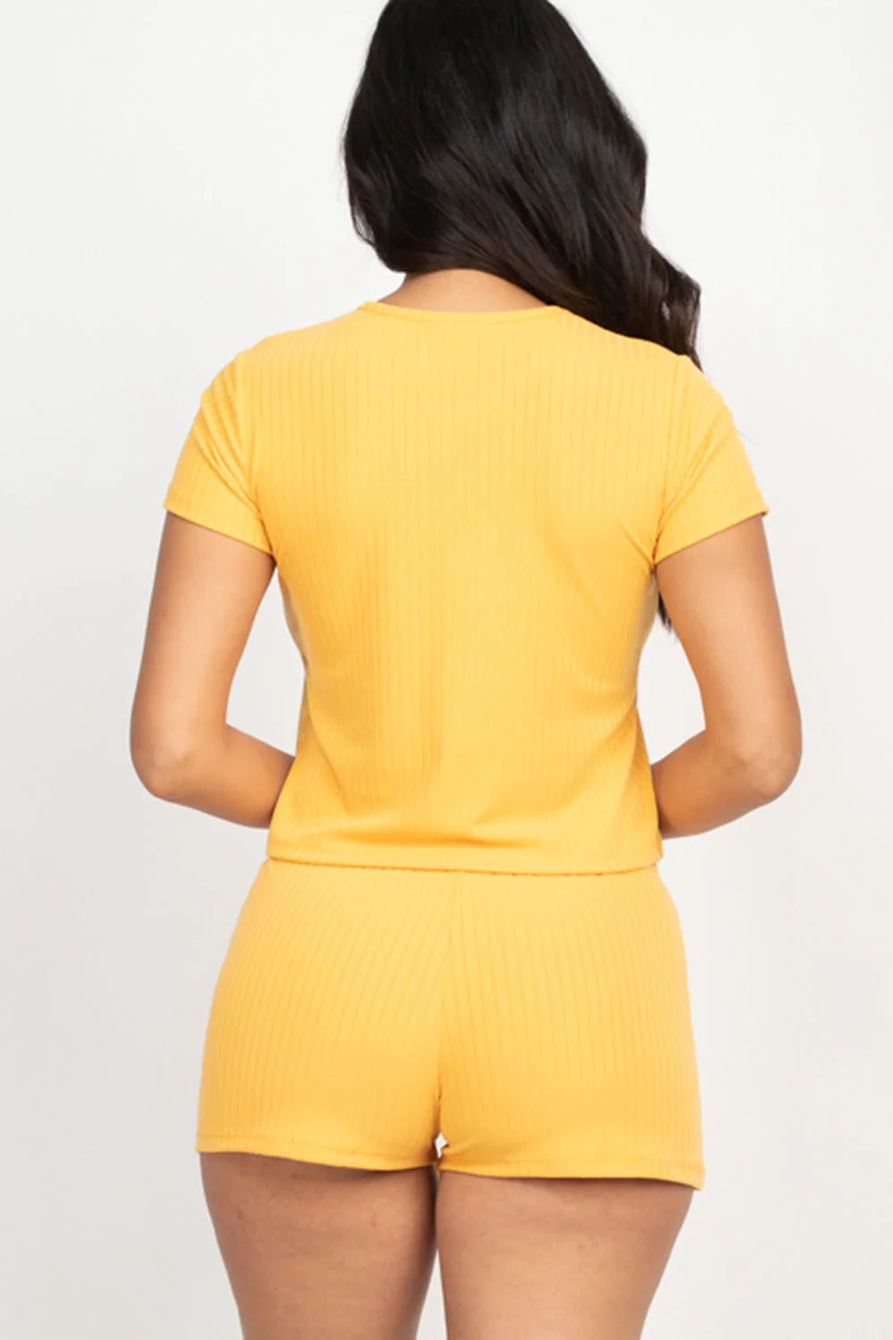 Ribbed Short Sleeve Crop Top&Shorts Set (CAPELLA)