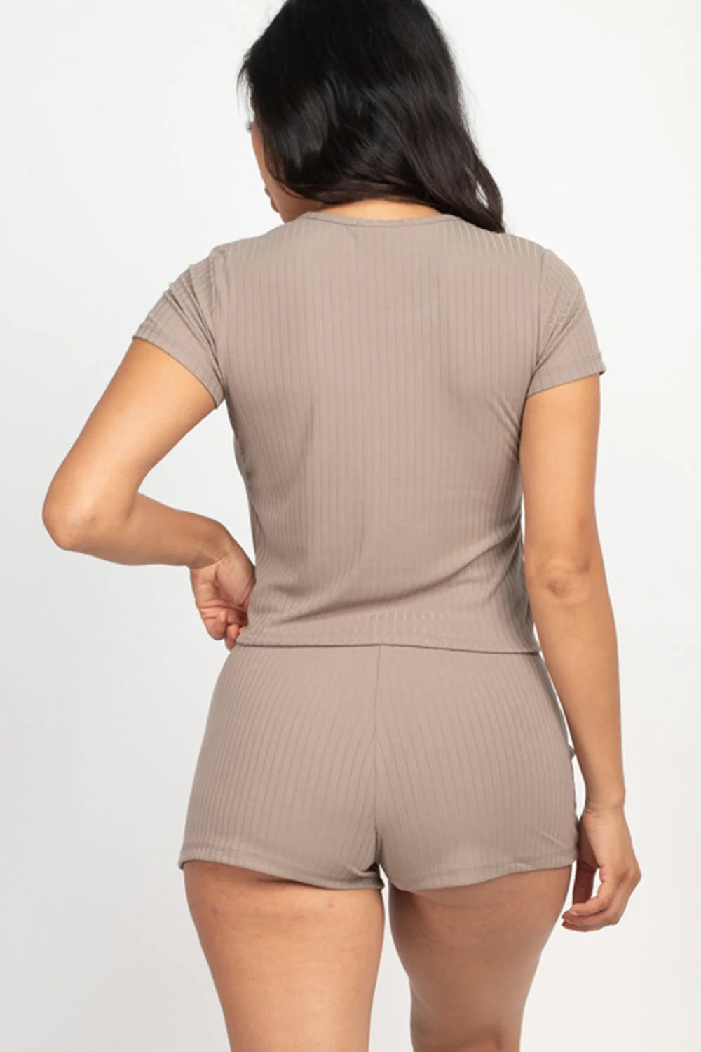 Ribbed Short Sleeve Crop Top&Shorts Set (CAPELLA)