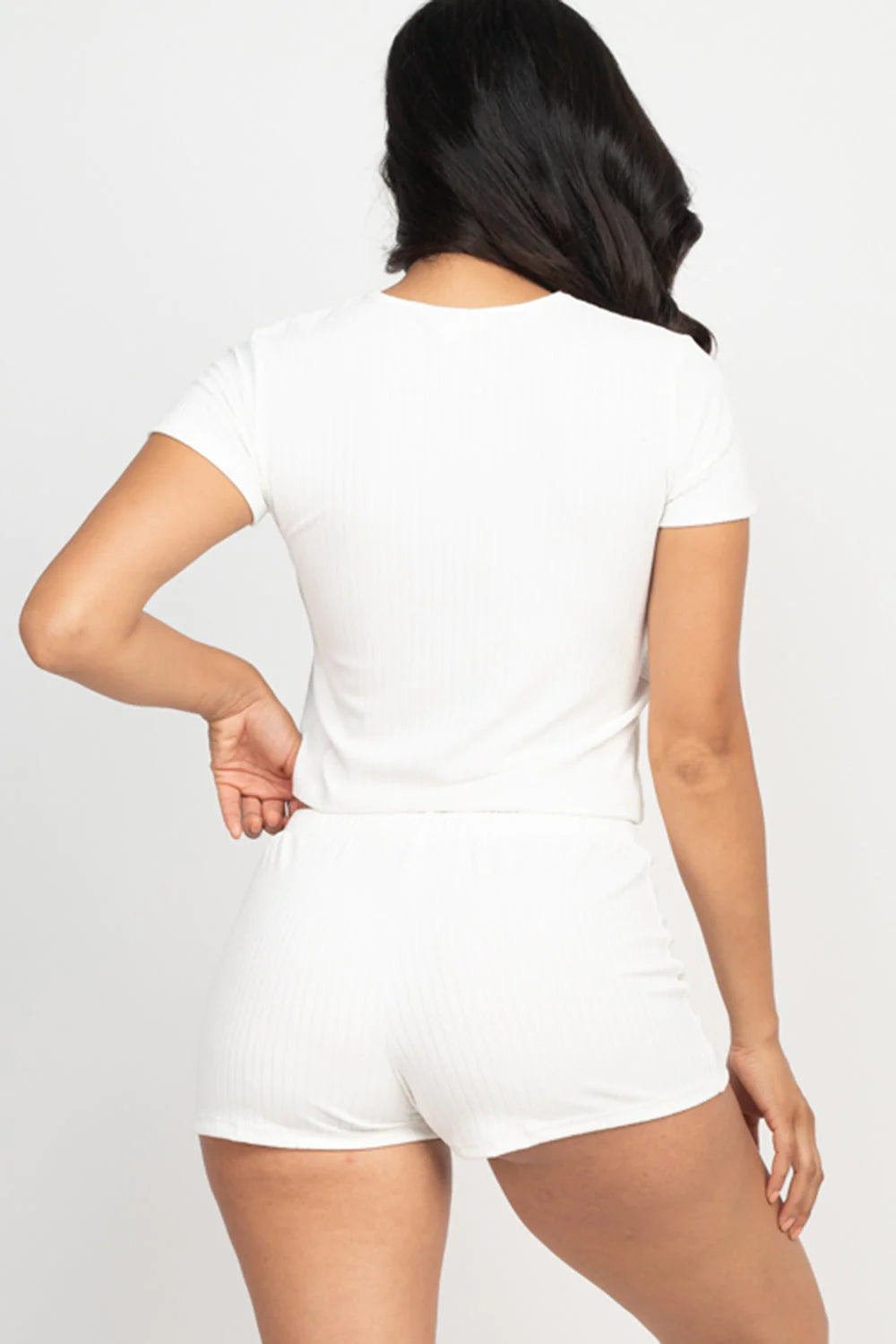 Ribbed Short Sleeve Crop Top&Shorts Set (CAPELLA)