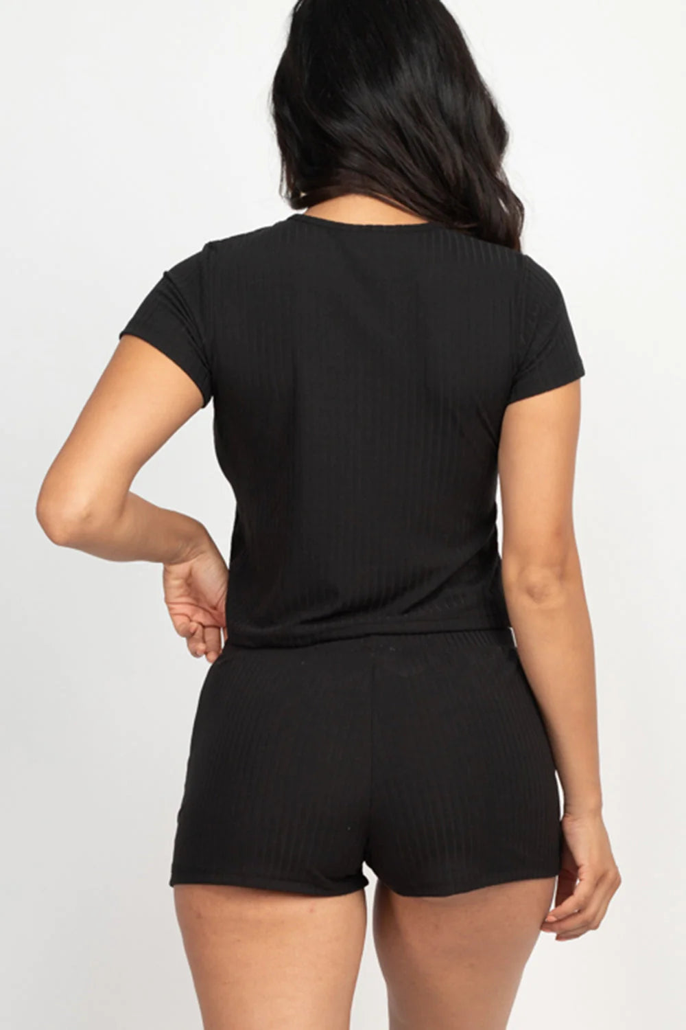 Ribbed Short Sleeve Crop Top&Shorts Set (CAPELLA)
