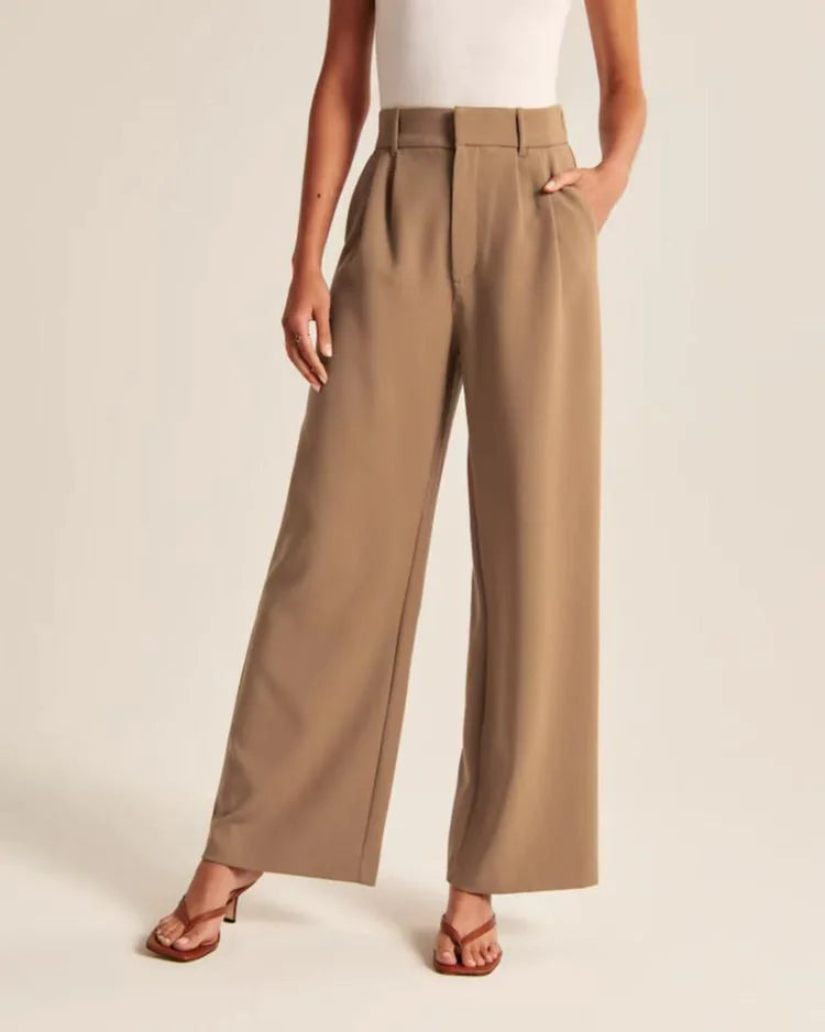 Chic Commuter Wide-Leg Trousers with Pockets