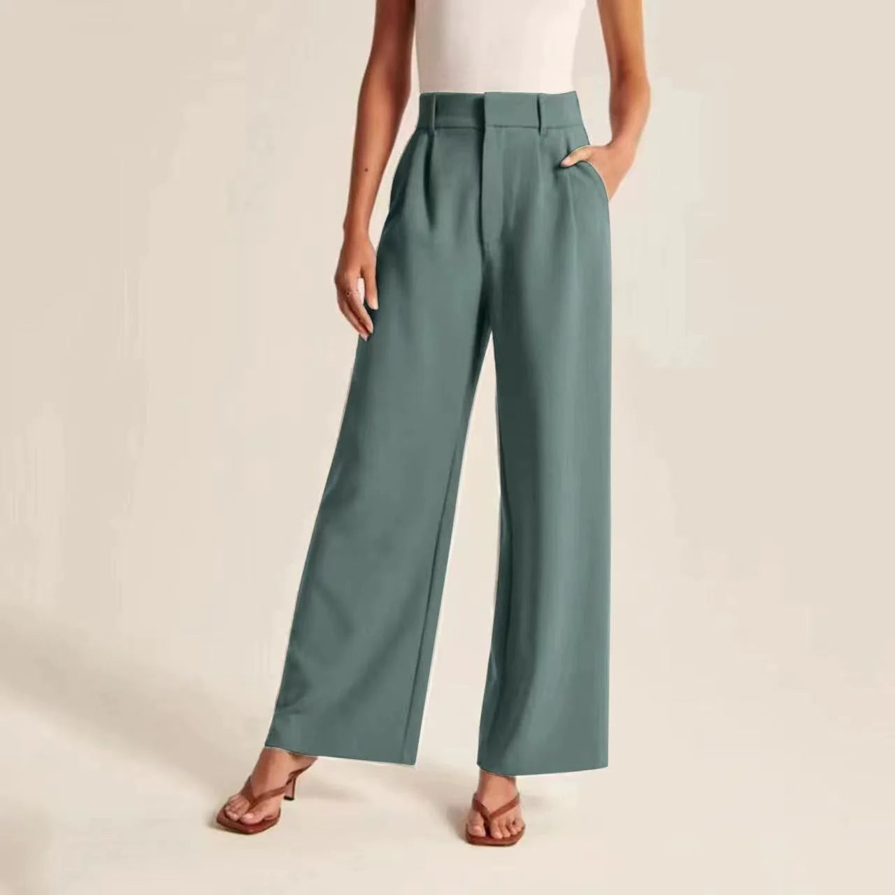 Chic Commuter Wide-Leg Trousers with Pockets