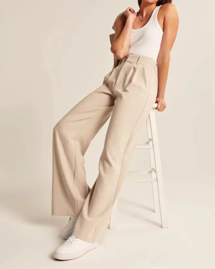 Chic Commuter Wide-Leg Trousers with Pockets