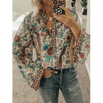 Printed Loose Blouse Tops