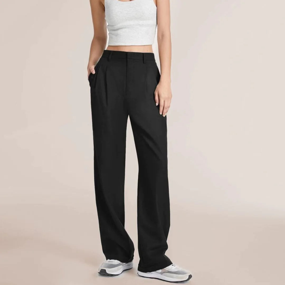 Chic Commuter Wide-Leg Trousers with Pockets