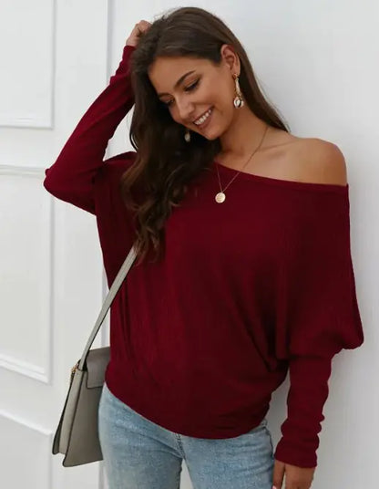 Off Shoulder Sweater Knit Top