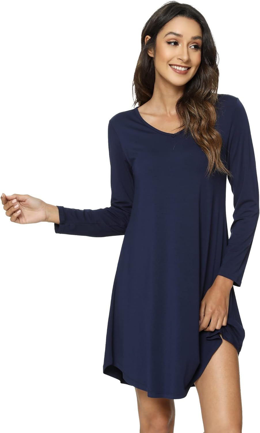 Nightgowns for Women - Viscose Made from Bamboo, Soft Long Sleeve Night Shirts Comfy Sleepwear Sleep Dress