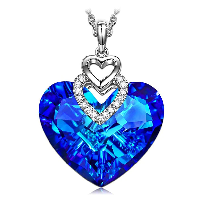 Heart of the Ocean Necklace in Rhodium Plating