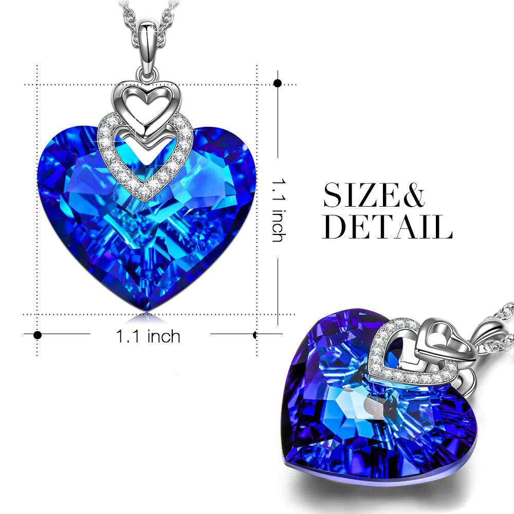 Heart of the Ocean Necklace in Rhodium Plating