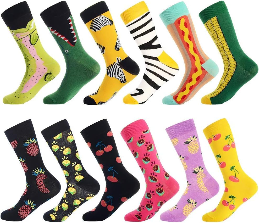 Funny Socks for Men &amp; Women,Fun Socks,Crazy Colorful Cool Novelty Cute Dress Socks,Food Animal Space Socks